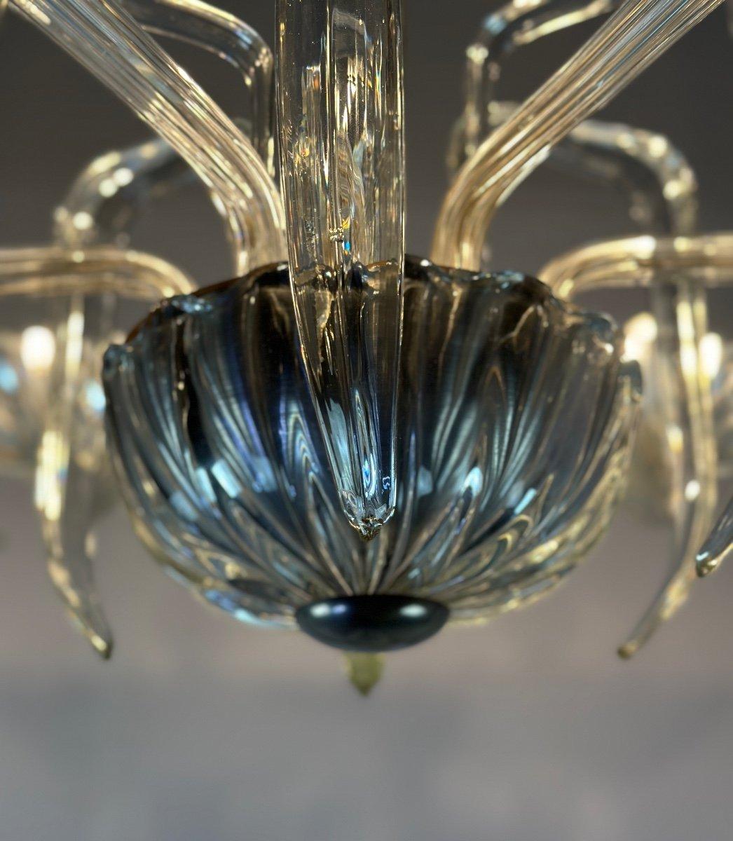 Venetian Chandelier In Transparent Murano Glass Circa 1950 For Sale 1