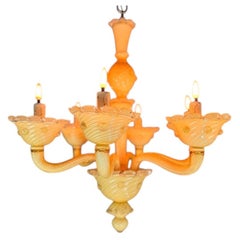 Venetian chandelier in yellow Murano glass, around 1950
