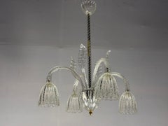 Venetian chandelier made of colorless Murano glass, around 1930