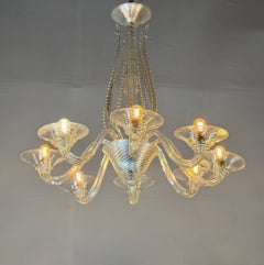 Venetian chandelier made of colorless Murano glass, around 1930