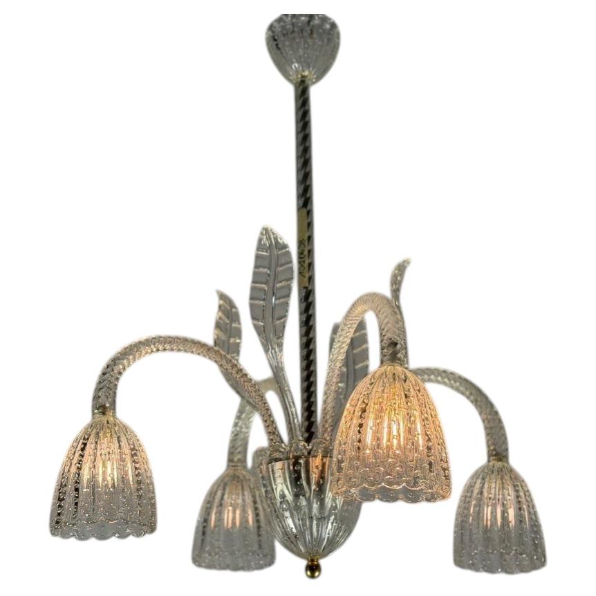 Venetian chandelier made of colorless Murano glass, around 1930