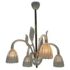 Venetian chandelier made of colorless Murano glass, around 1930