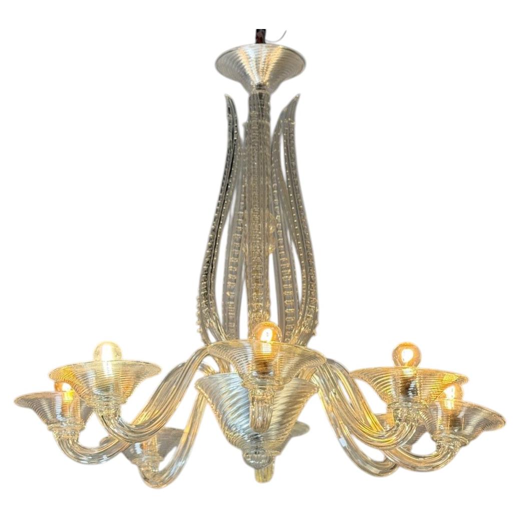Venetian chandelier made of colorless Murano glass, around 1930