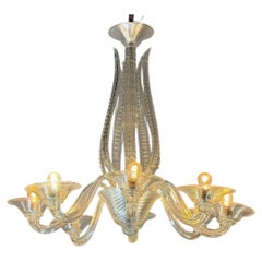 Venetian chandelier made of colorless Murano glass, around 1930