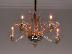 Venetian chandelier made of Murano glass, 5 light arms, around 1920