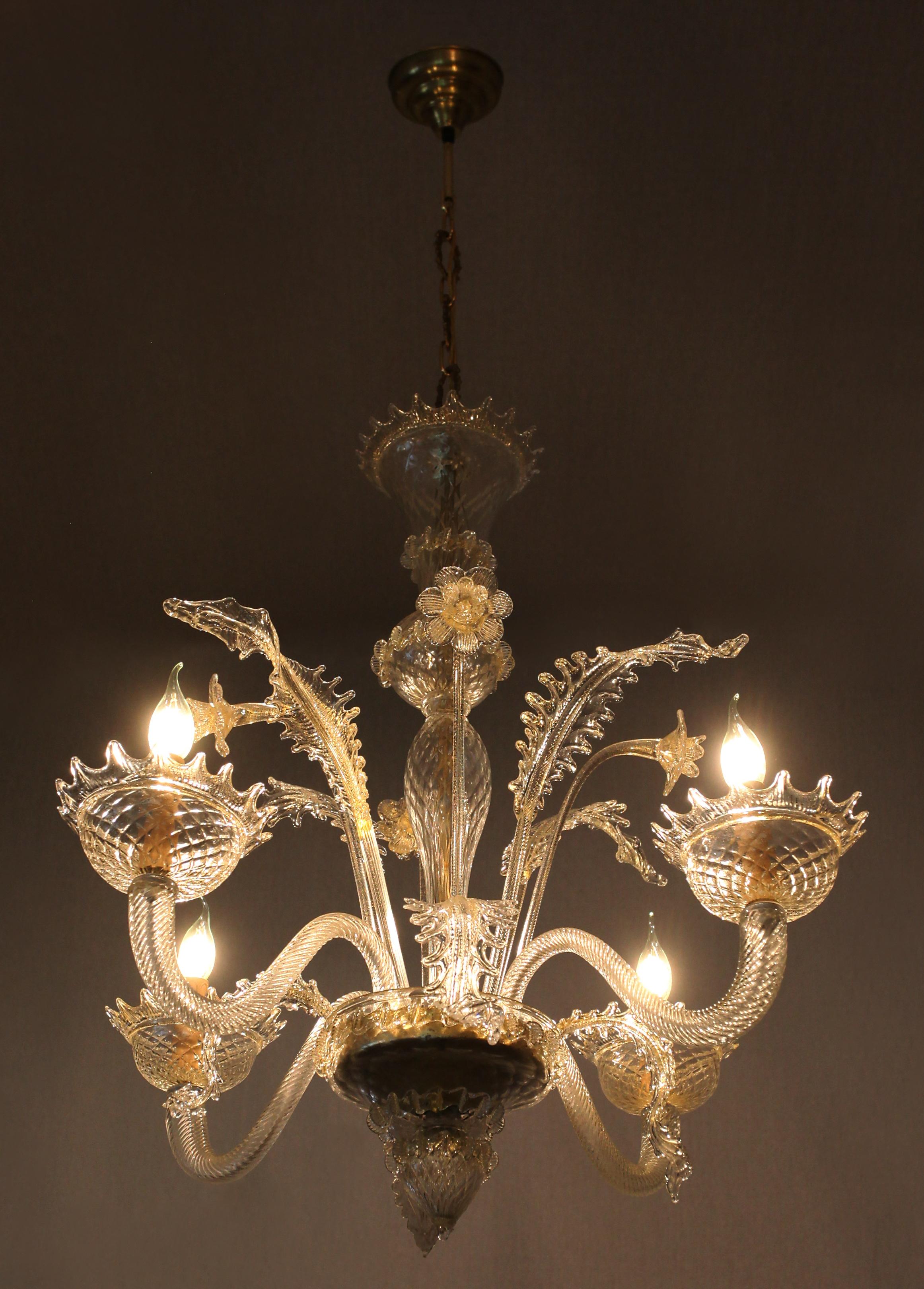 Blown Glass Venetian chandelier - restored For Sale