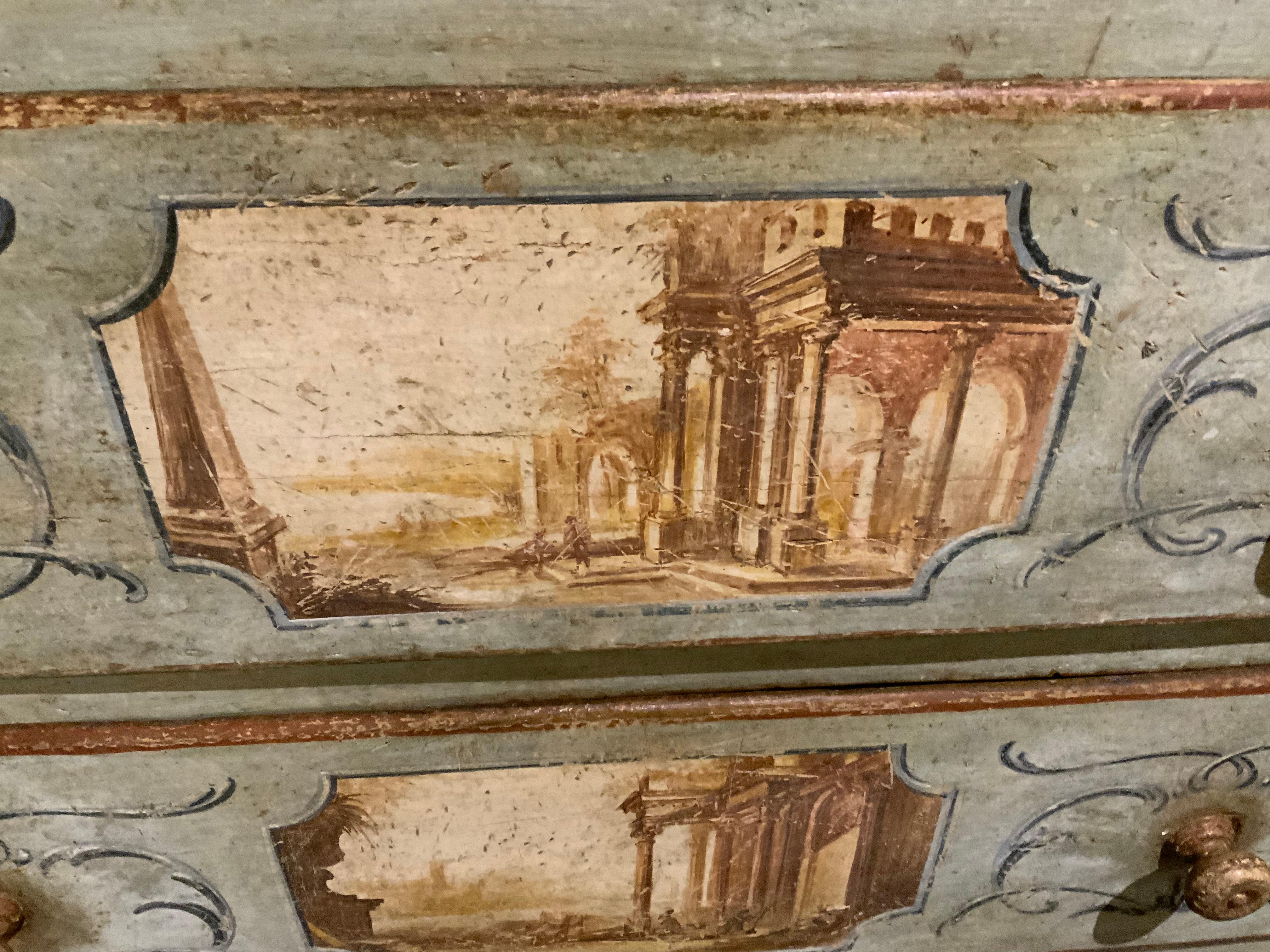 italien Commode vénitienne peinte à la main, 18e siècle en vente