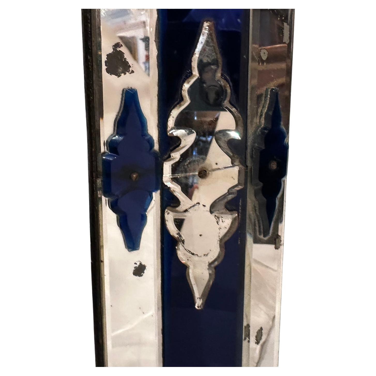 Miroir vénitien bleu cobalt en vente 3