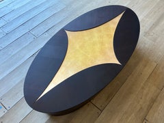 Venetian Cocktail Table in Dark Java Walnut and Brass Leaf by Studio Roeper
