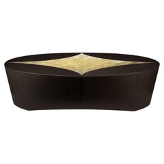Venetian Cocktail Table in Dark Java Walnut and Brass Leaf by Studio Roeper