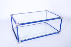 Murano Glass Coffee, Table Blue & Chrome Accents, Iconic 21st C. Italian Design