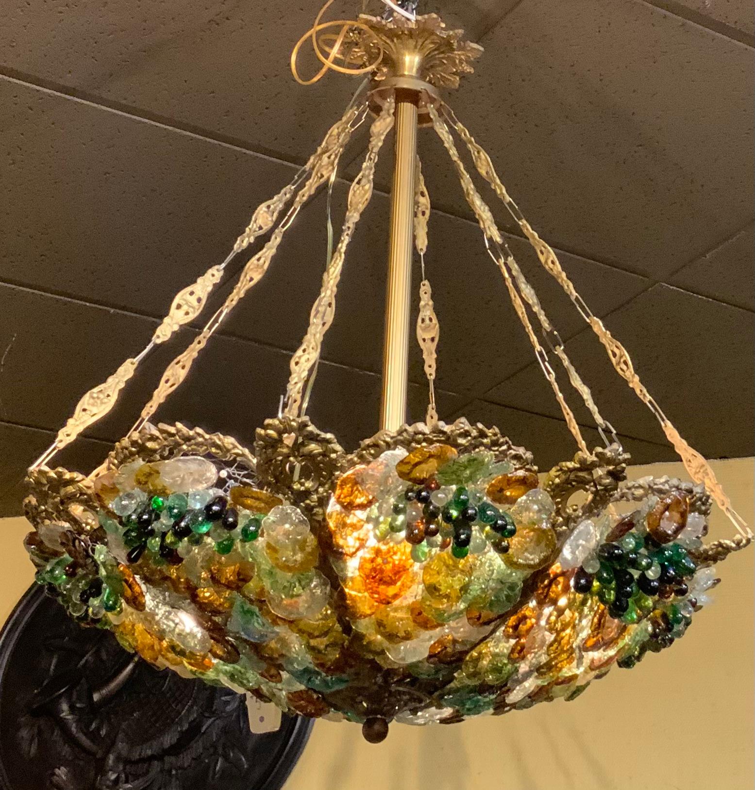 italien Lustre suspendu vénitien en verre coloré en vente