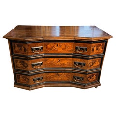Venetian Commode with Marquetry – 19th Century, Walnut and Oriental Motifs