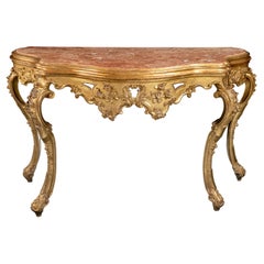 Used Italian, venetian XVIII century console table in gilded wood