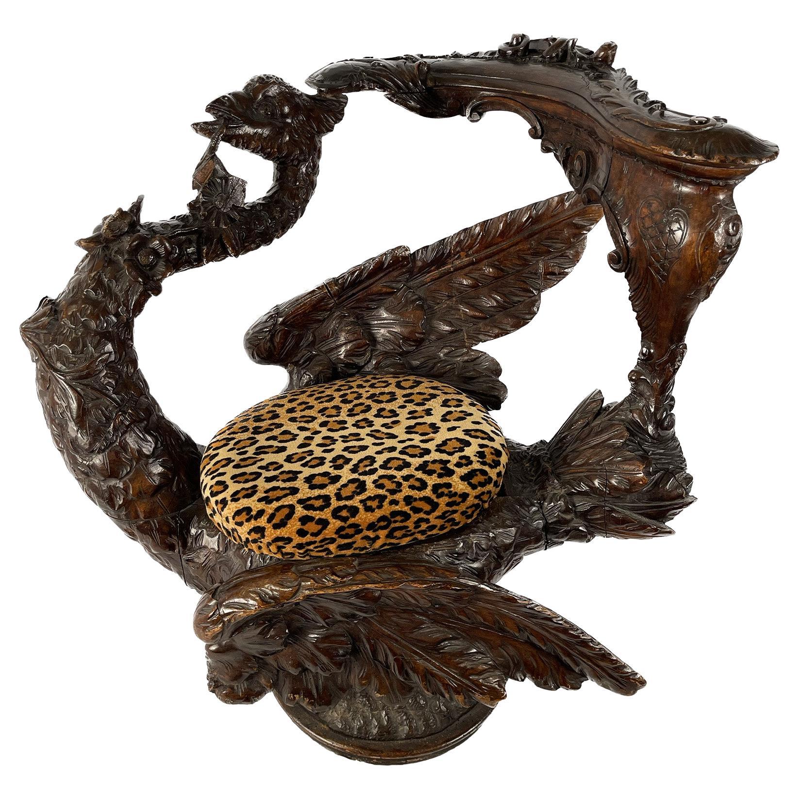 Venetian Crane Stool with Leopard Cushion