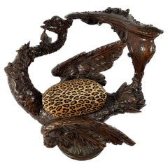 Venetian Crane Stool with Leopard Cushion