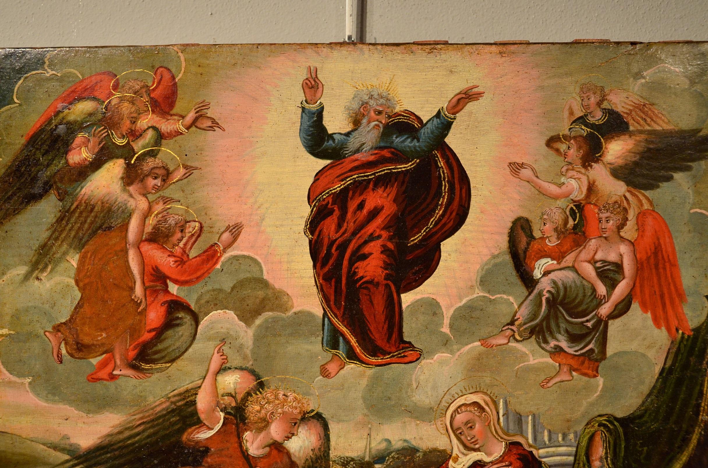 Venetian Old master Paint Tempera on table Italy 16/17th Century Annunciation  8