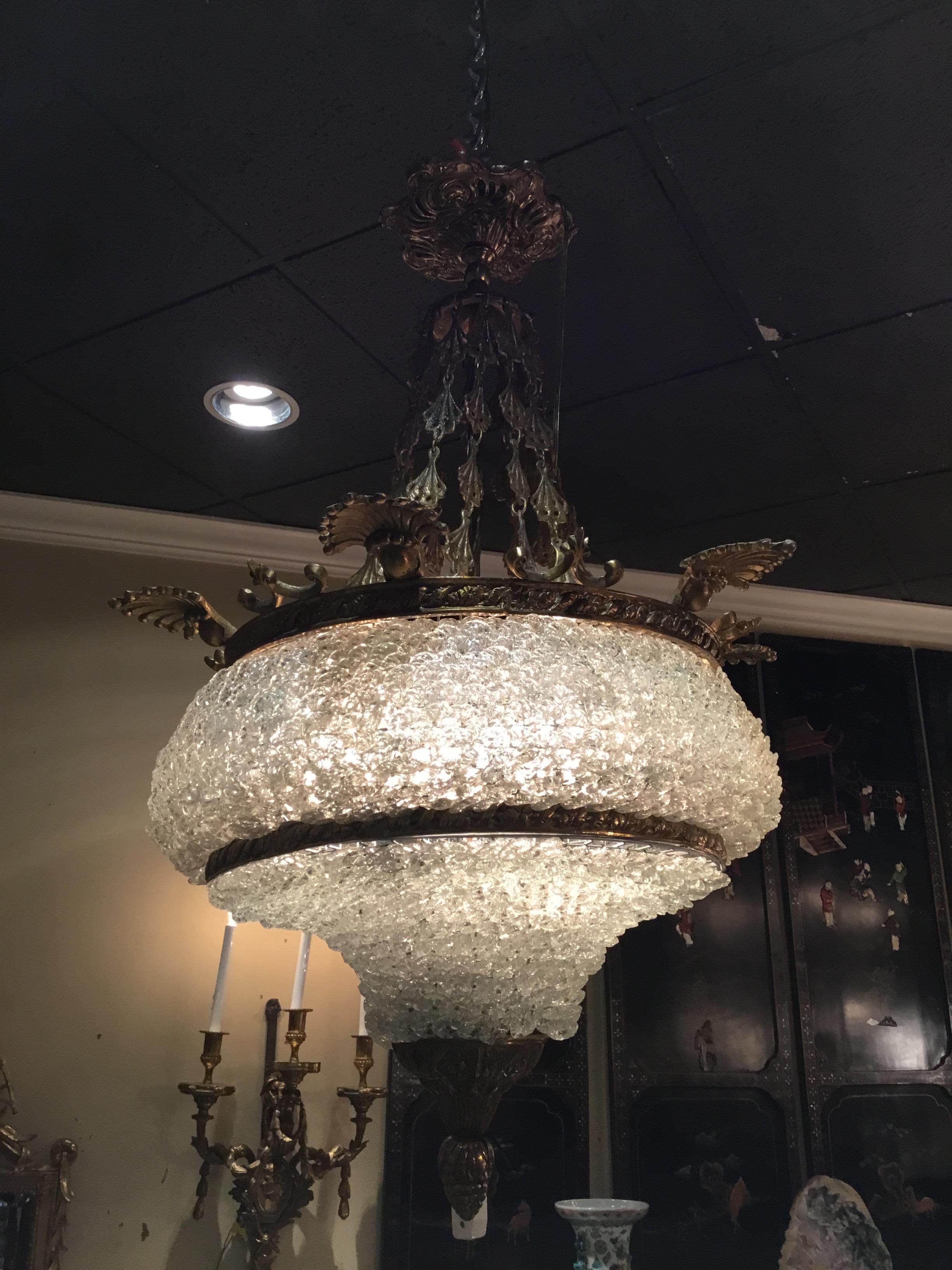 Venetian Crystal and Bronze dore Chandelier with 6 Lights 2