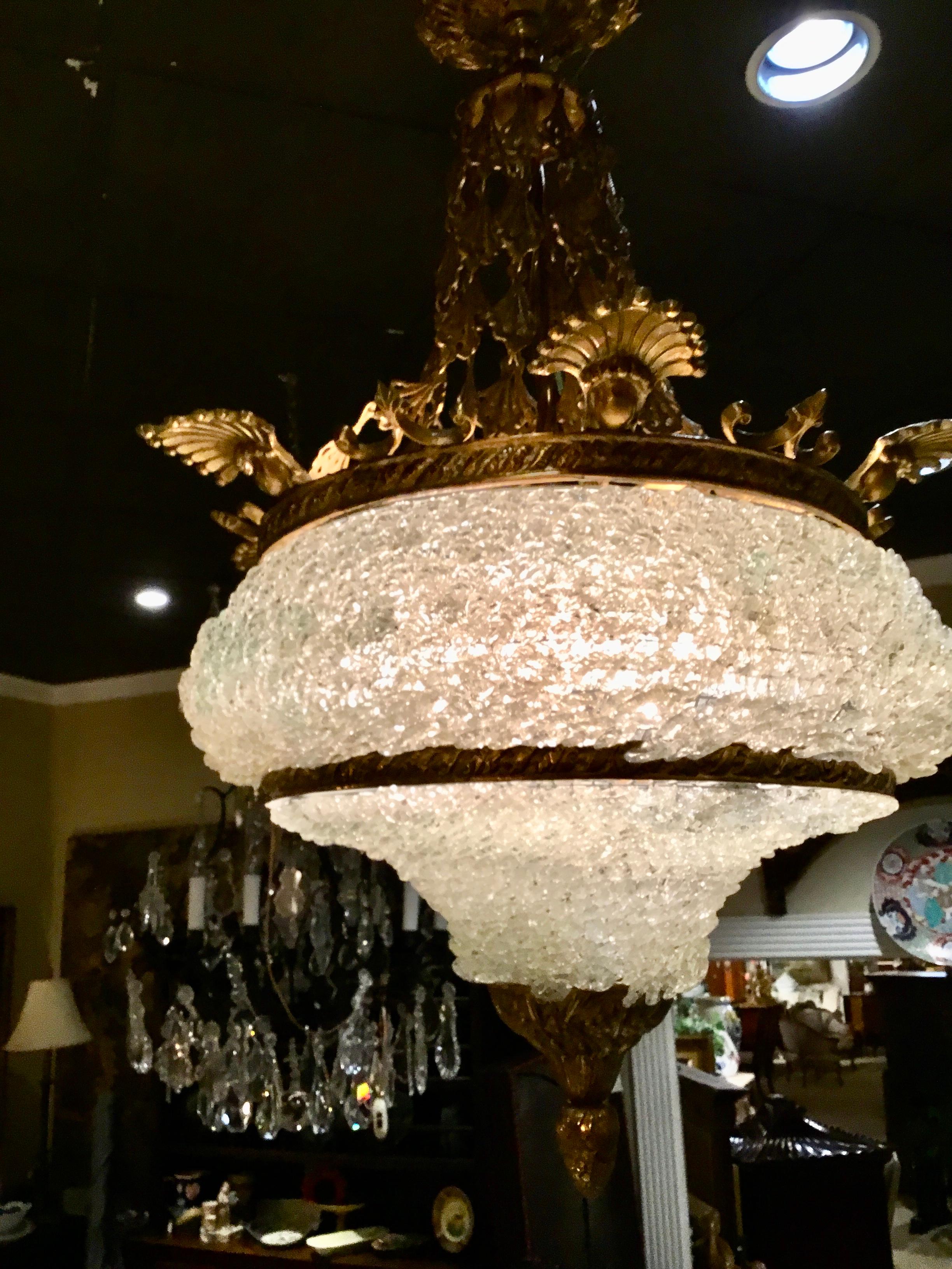 Venetian Crystal and Bronze dore Chandelier with 6 Lights 6