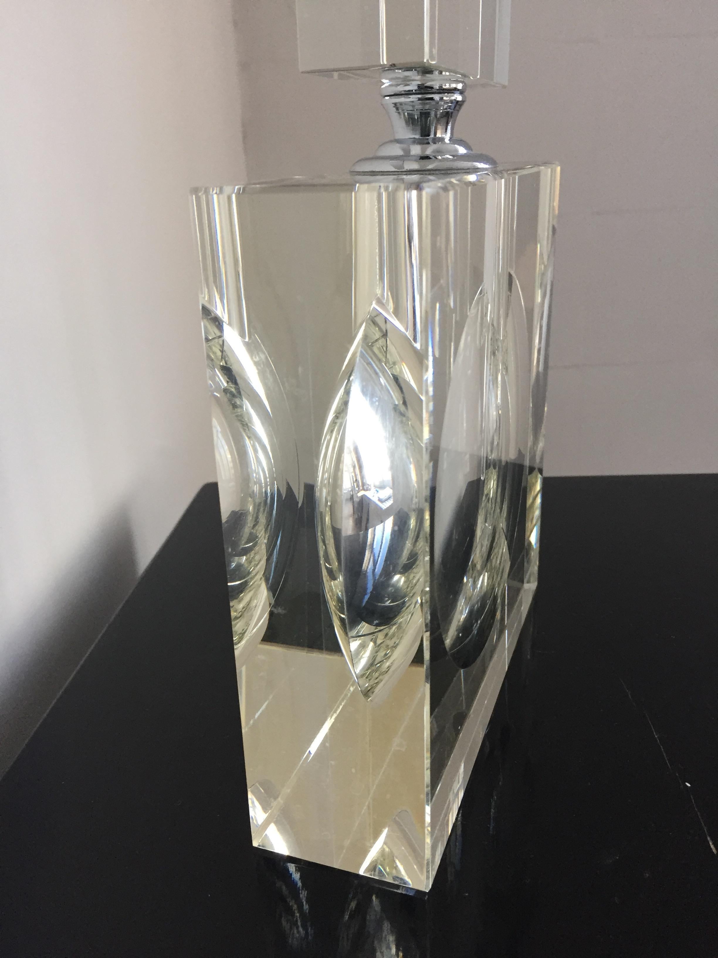 Italian  Venetian Crystal Flacon ColoUr Clear Crystal Art Deco in Style of Chanel For Sale