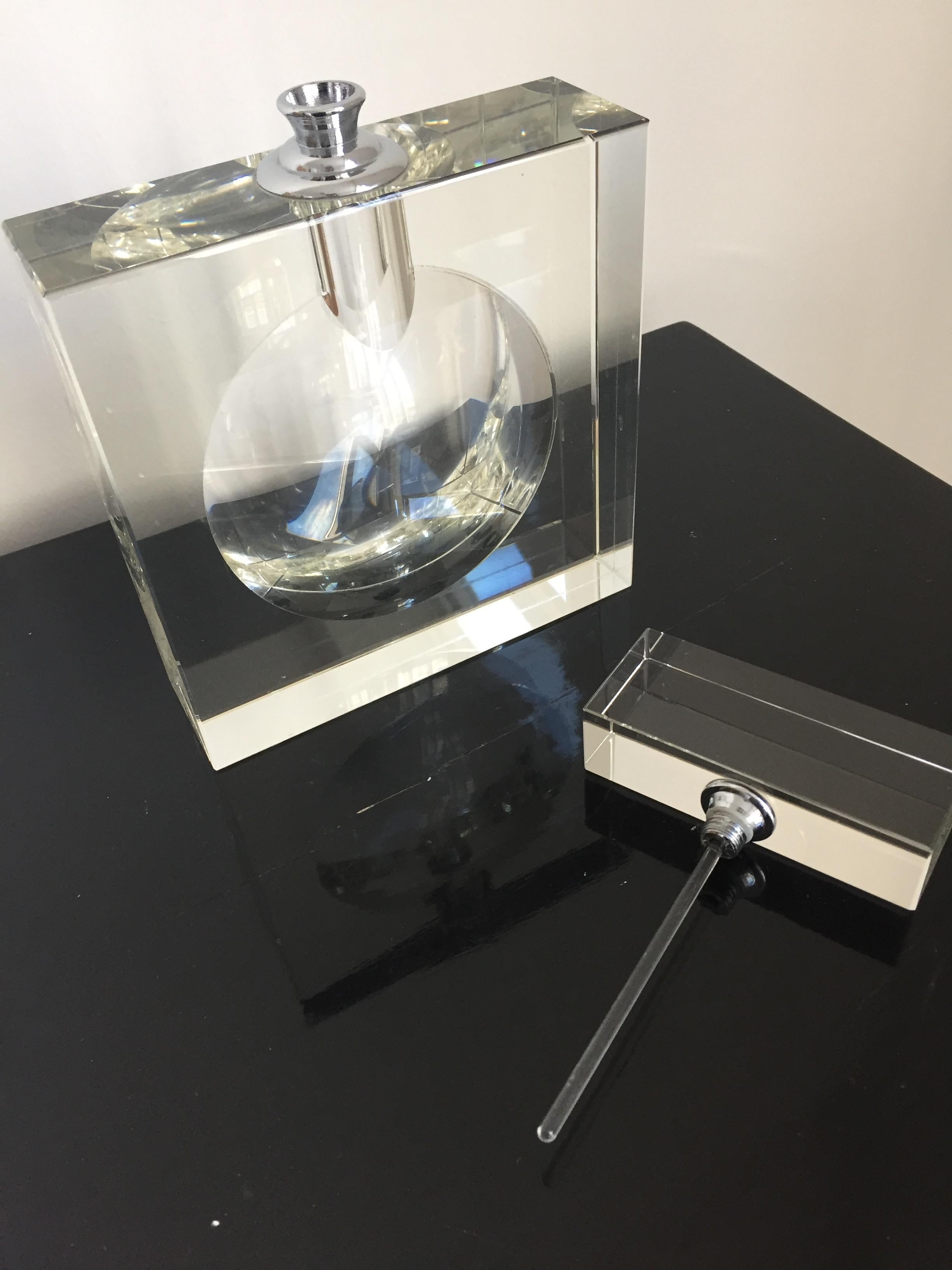 Venetian Crystal Flacon ColoUr Clear Crystal Art Deco in Style of Chanel In Excellent Condition For Sale In Hamburg, DE