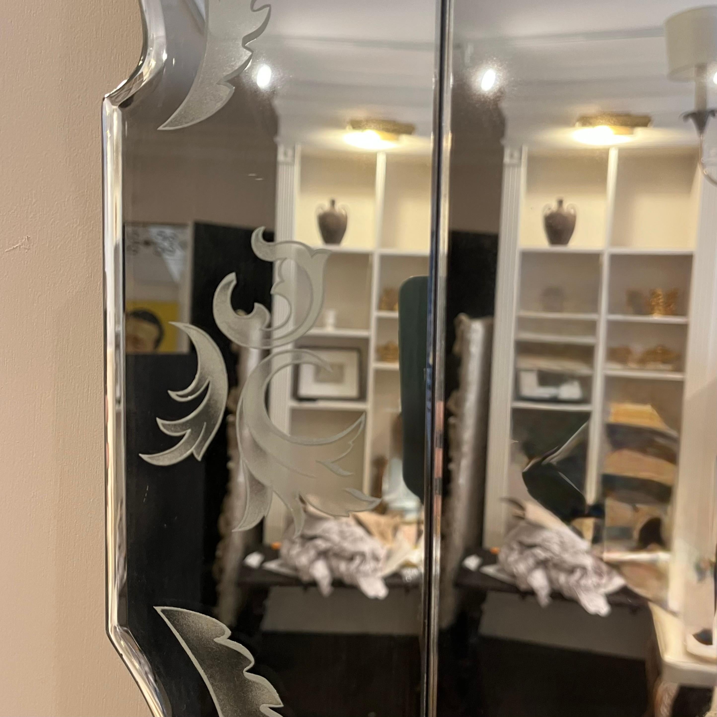 Mid-Century Modern Miroir en cristal vénitien par Pietro Chiesa pour Fontana Arte circa 1940 en vente