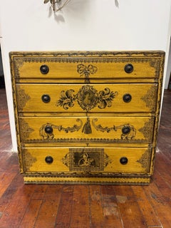 Cómoda veneciana decoupage, principios del siglo XX, 4 cajones