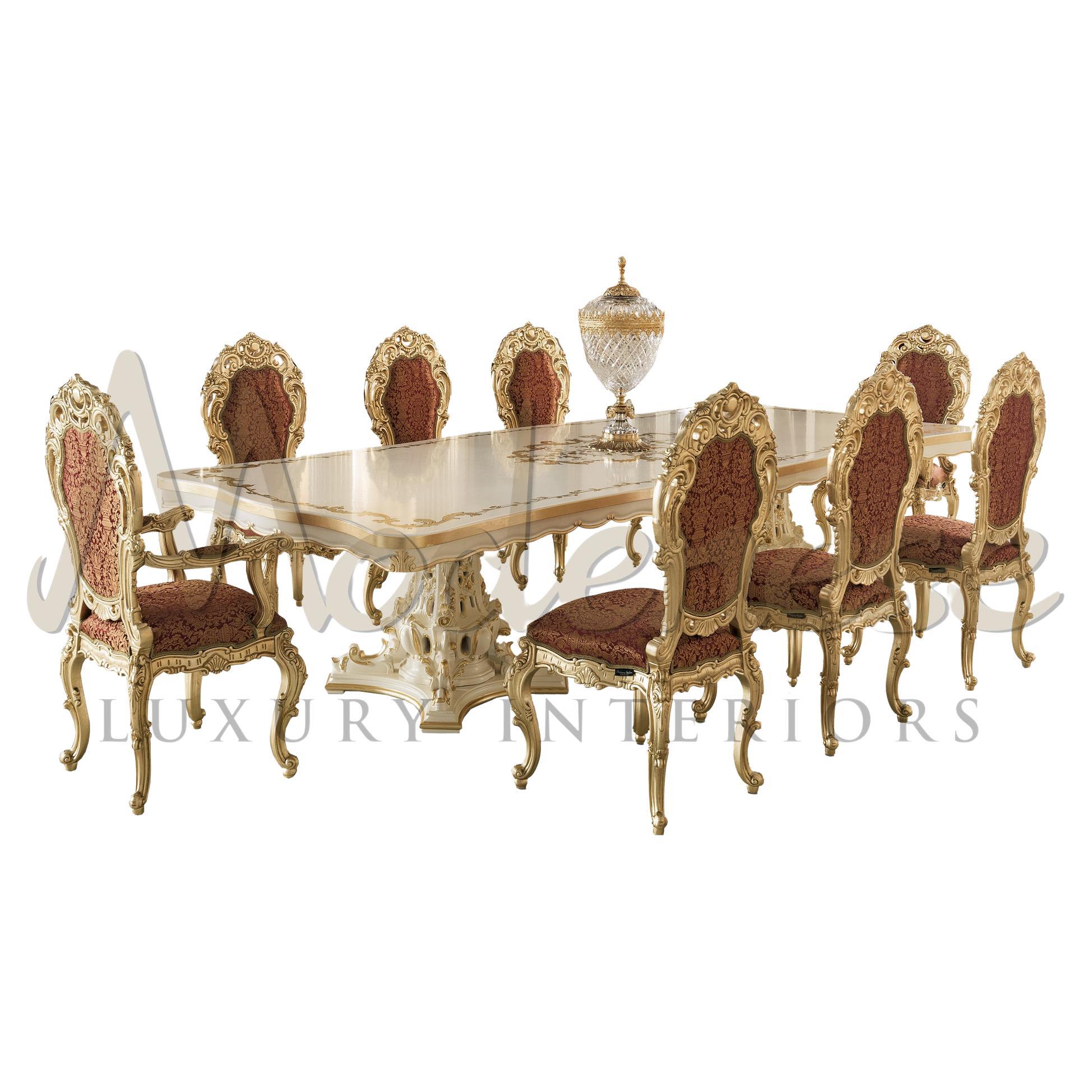 Venetian Dining Table in Ivory Finish and Customized Inlay by Modenese For Sale