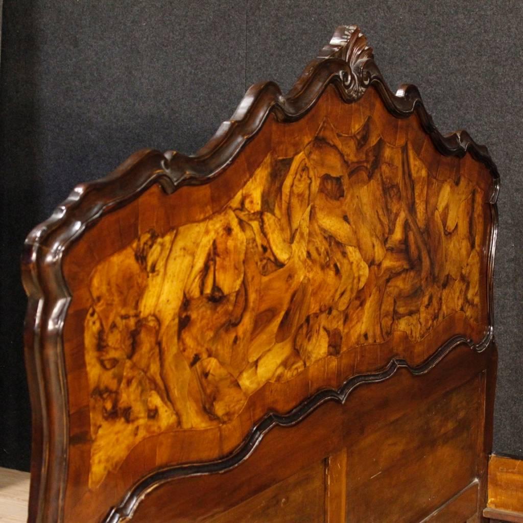 Venetian Double Bed in Walnut and Burl Wood in Louis XV Style, 20th Century 3