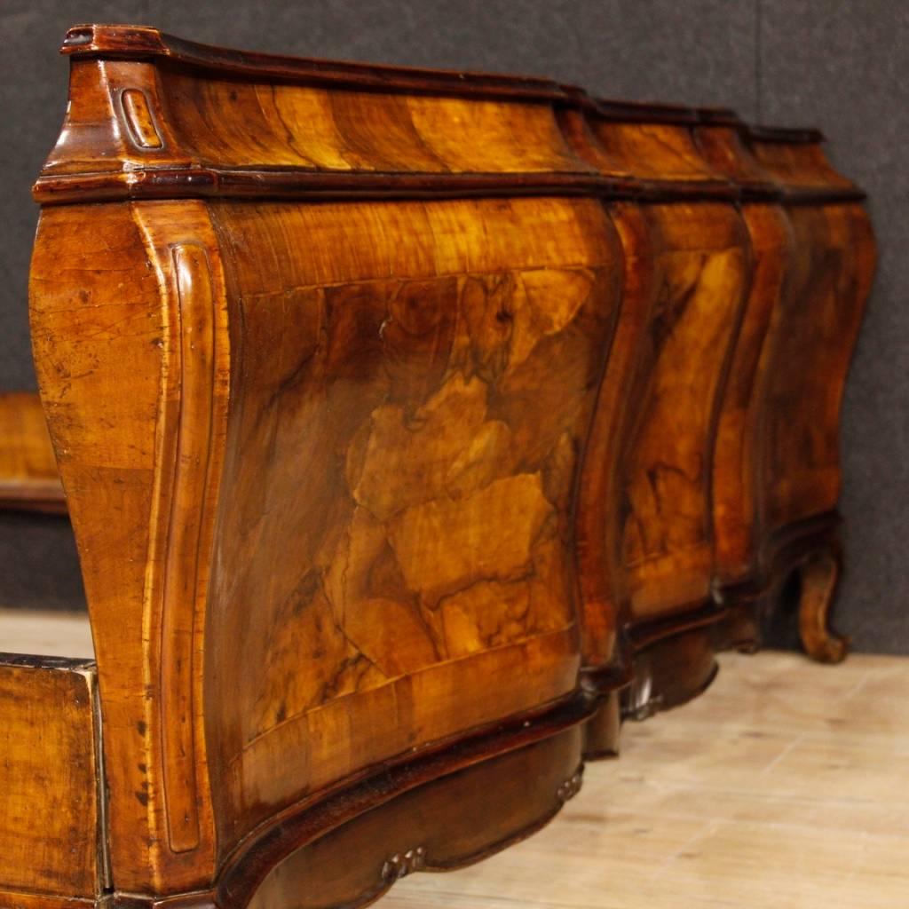 Venetian Double Bed in Walnut and Burl Wood in Louis XV Style, 20th Century 4