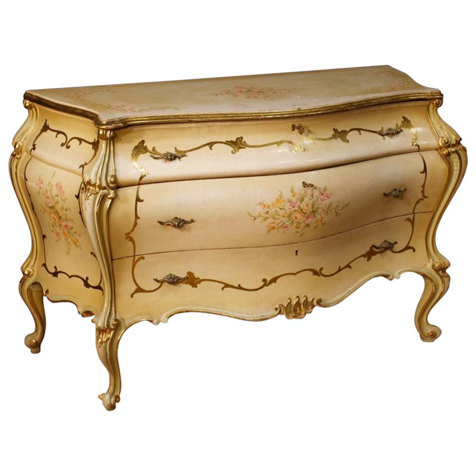 Venetian Dresser in Lacquered, Painted, Giltwood from 20th Century