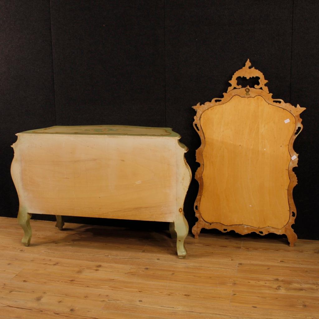 Venetian Dresser with Mirror in Lacquered, Gilt, Painted Wood from 20th Century 7