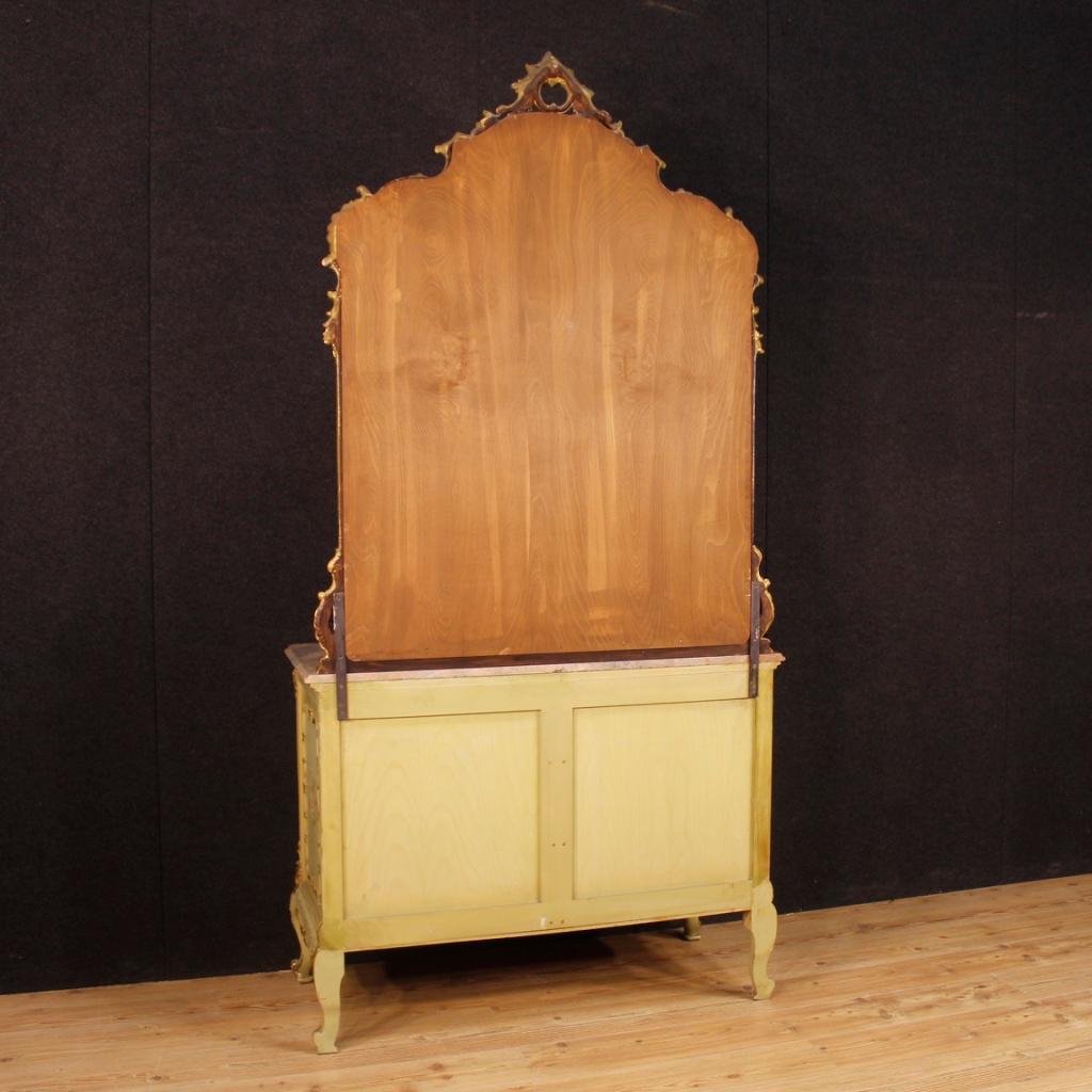 Venetian Dresser with Mirror in Lacquered, Gilt, Painted Wood from 20th Century 7