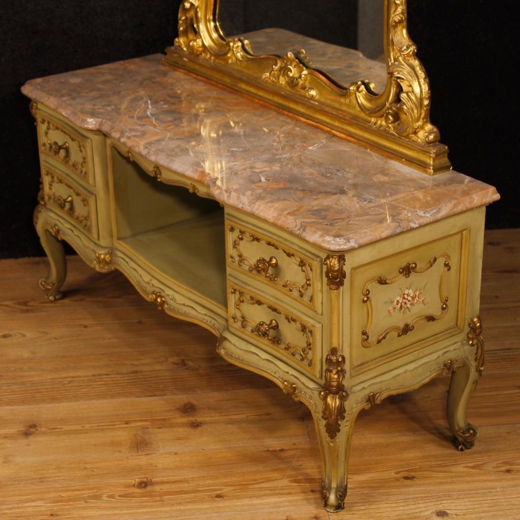 Venetian Dressing Table in Lacquered, Painted, Giltwood from 20th Century 4