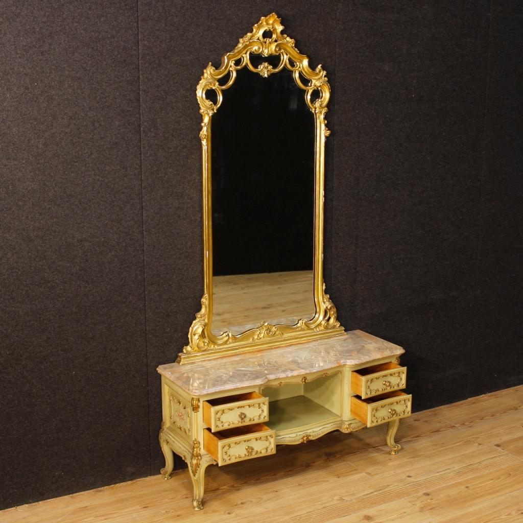 Venetian Dressing Table in Lacquered, Painted, Giltwood from 20th Century 5