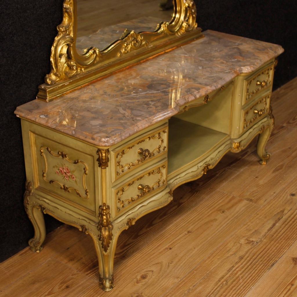 Italian Venetian Dressing Table in Lacquered, Painted, Giltwood from 20th Century