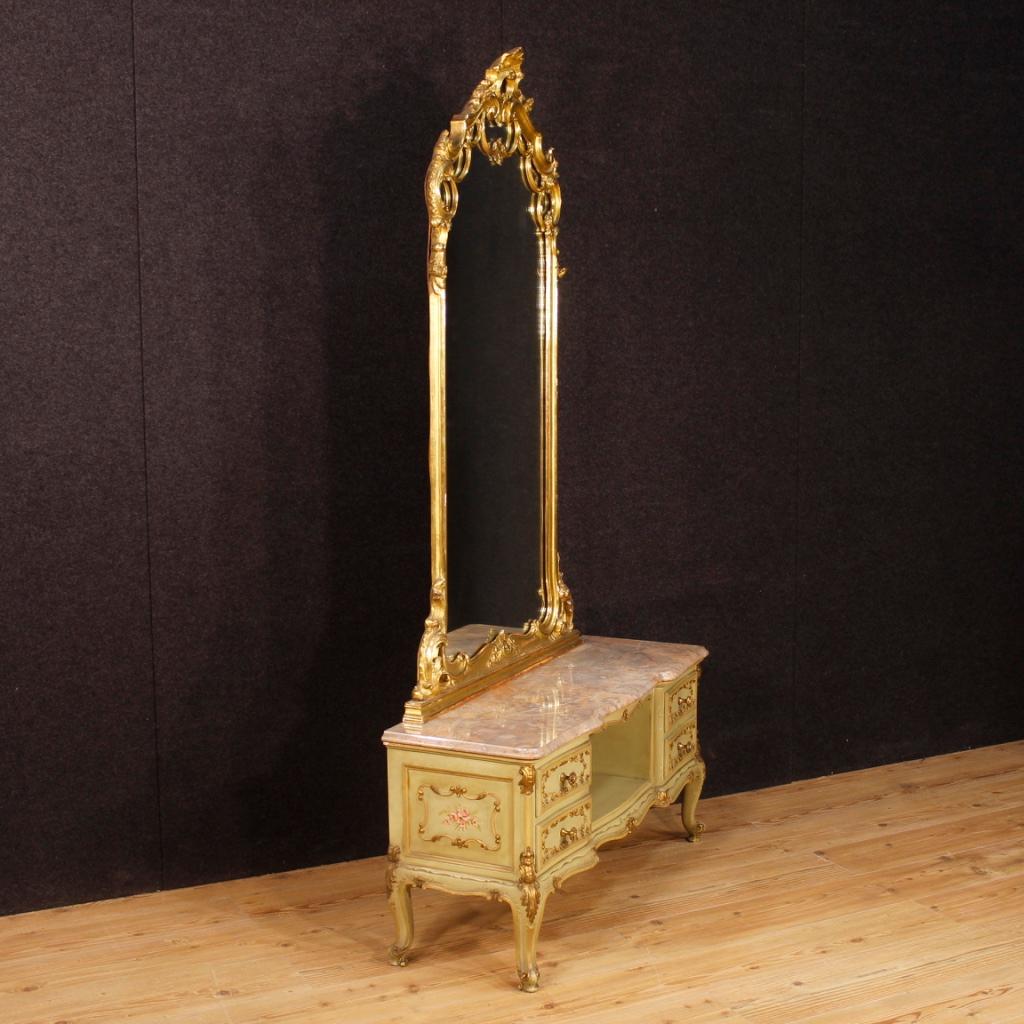 Venetian Dressing Table in Lacquered, Painted, Giltwood from 20th Century In Good Condition In Vicoforte, Piedmont