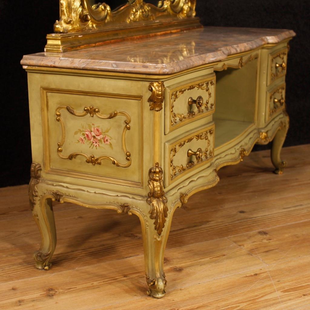 Mirror Venetian Dressing Table in Lacquered, Painted, Giltwood from 20th Century