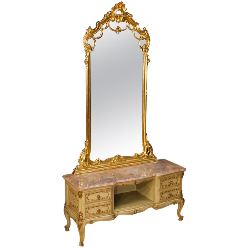 Venetian Dressing Table in Lacquered, Painted, Giltwood from 20th Century