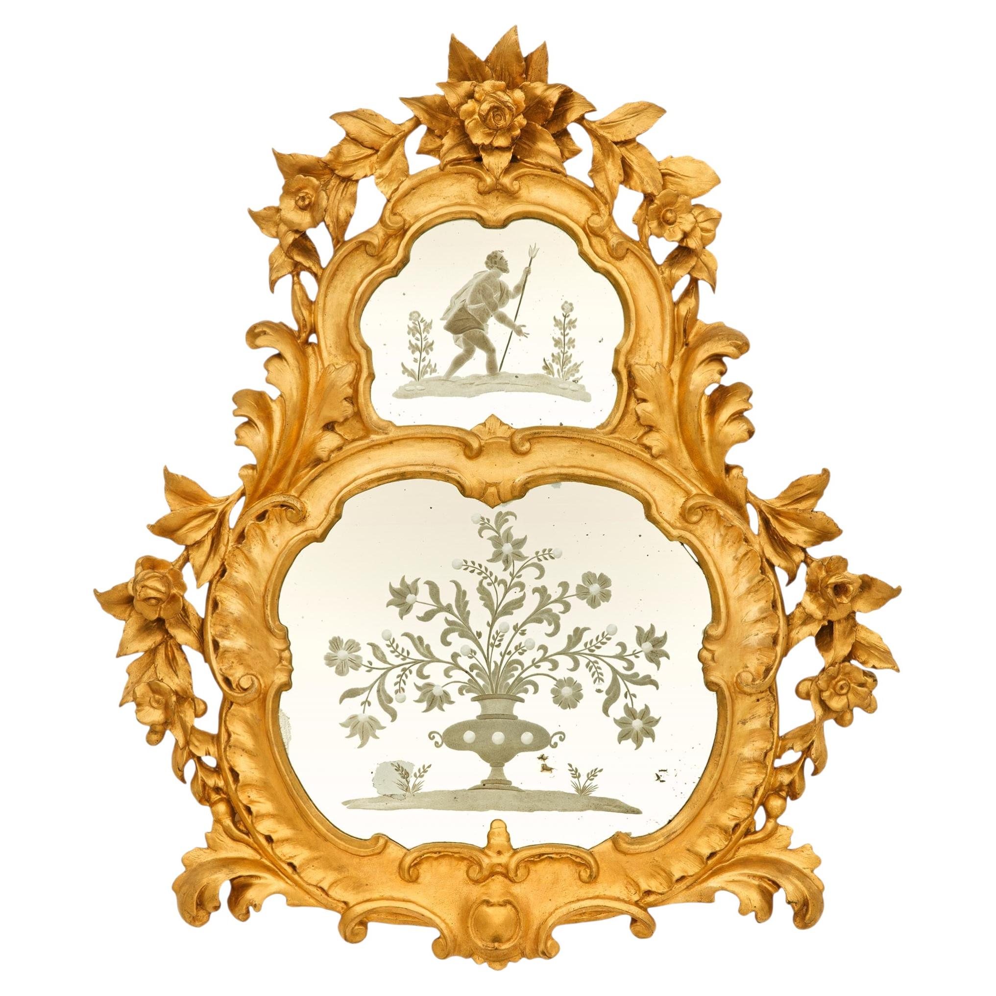 Venetian early 19th century Baroque st. Giltwood mirror