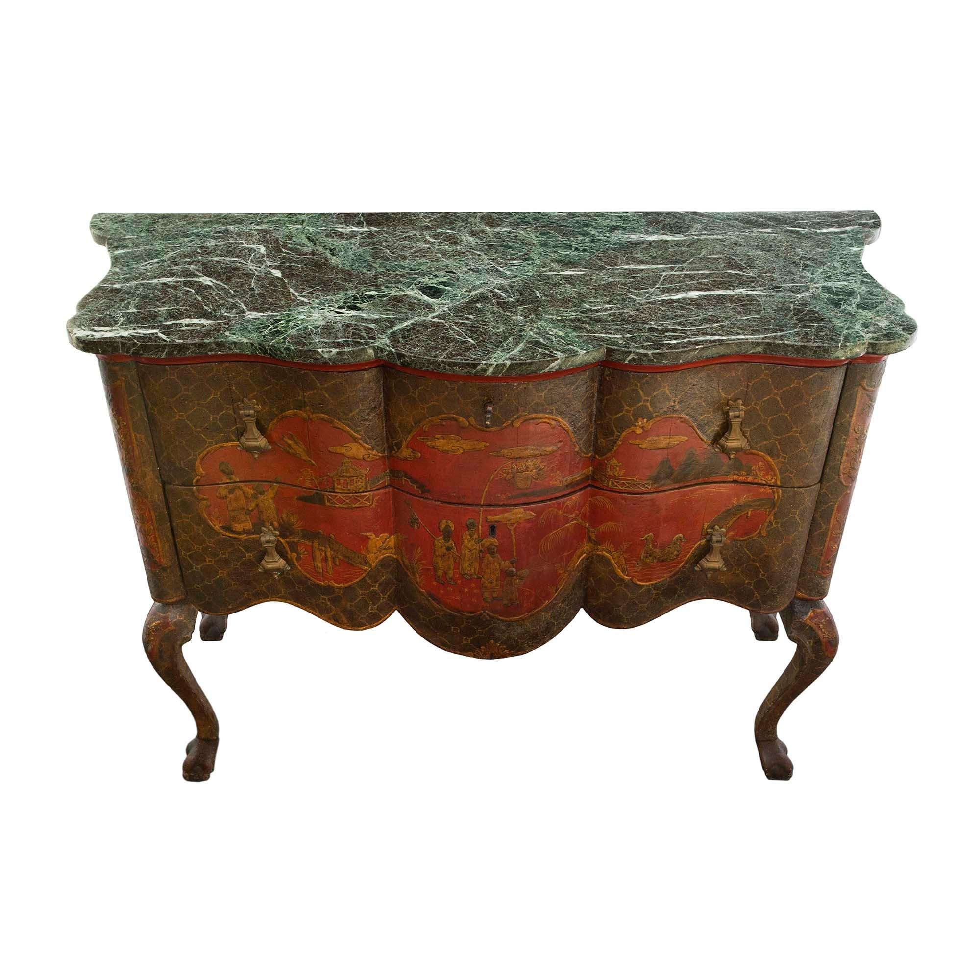 Venetian Early 19th Century Two-Drawer Japanese Lacquered Commode In Good Condition For Sale In West Palm Beach, FL
