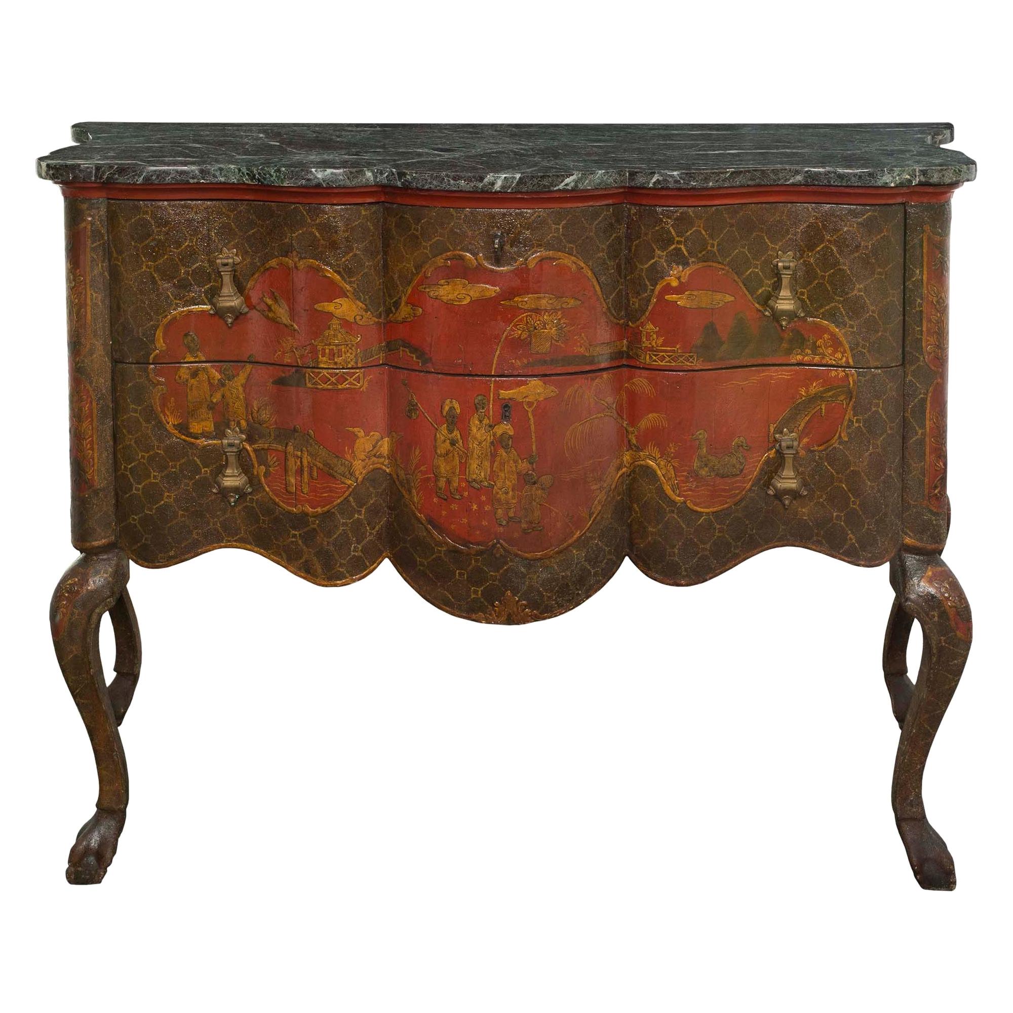 Venetian Early 19th Century Two-Drawer Japanese Lacquered Commode For Sale