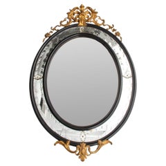 Venetian Ebonized & Giltwood Framed Mirror
