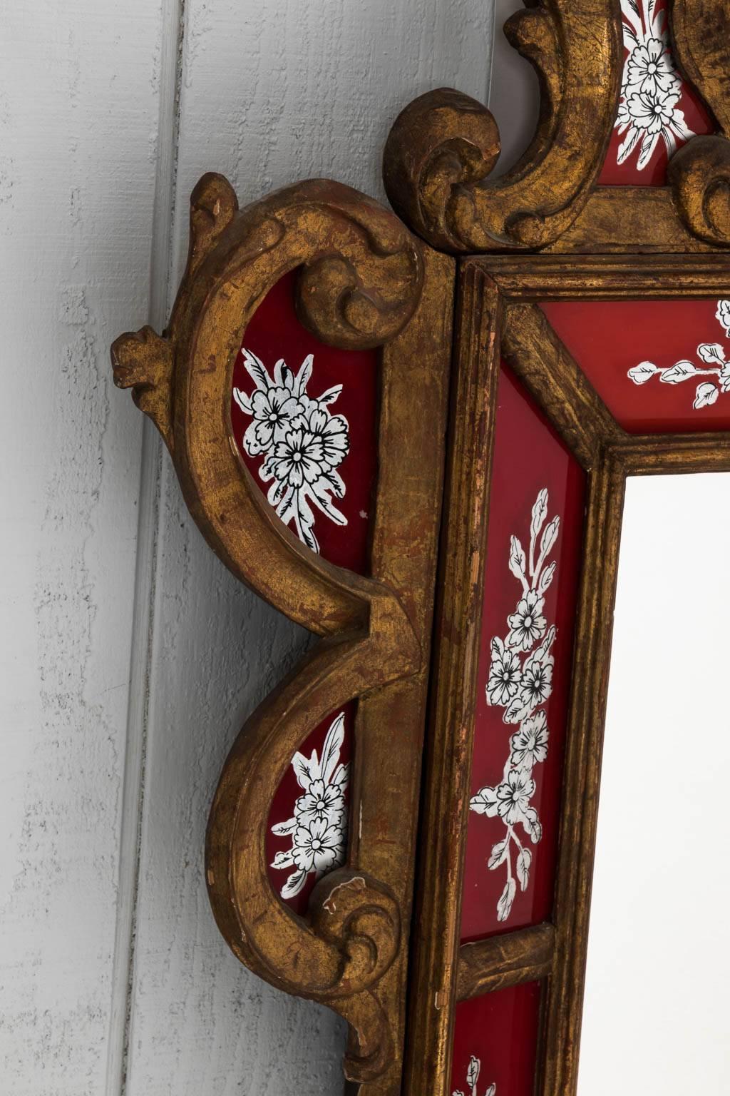 Gilt Venetian Èglomisé Painted Mirror