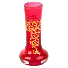 Vintage Venetian Enamel Ruby Glass Vase