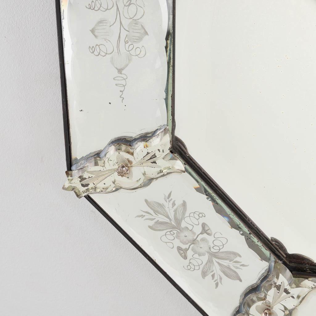 Engraved Venetian etched and cut-glass Vintage Wall Mirror