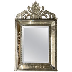 Venetian Etched Glass, Beveled Wall, Console, Pier Mirror