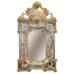 Venetian Etched Glass Mirror, circa 1920