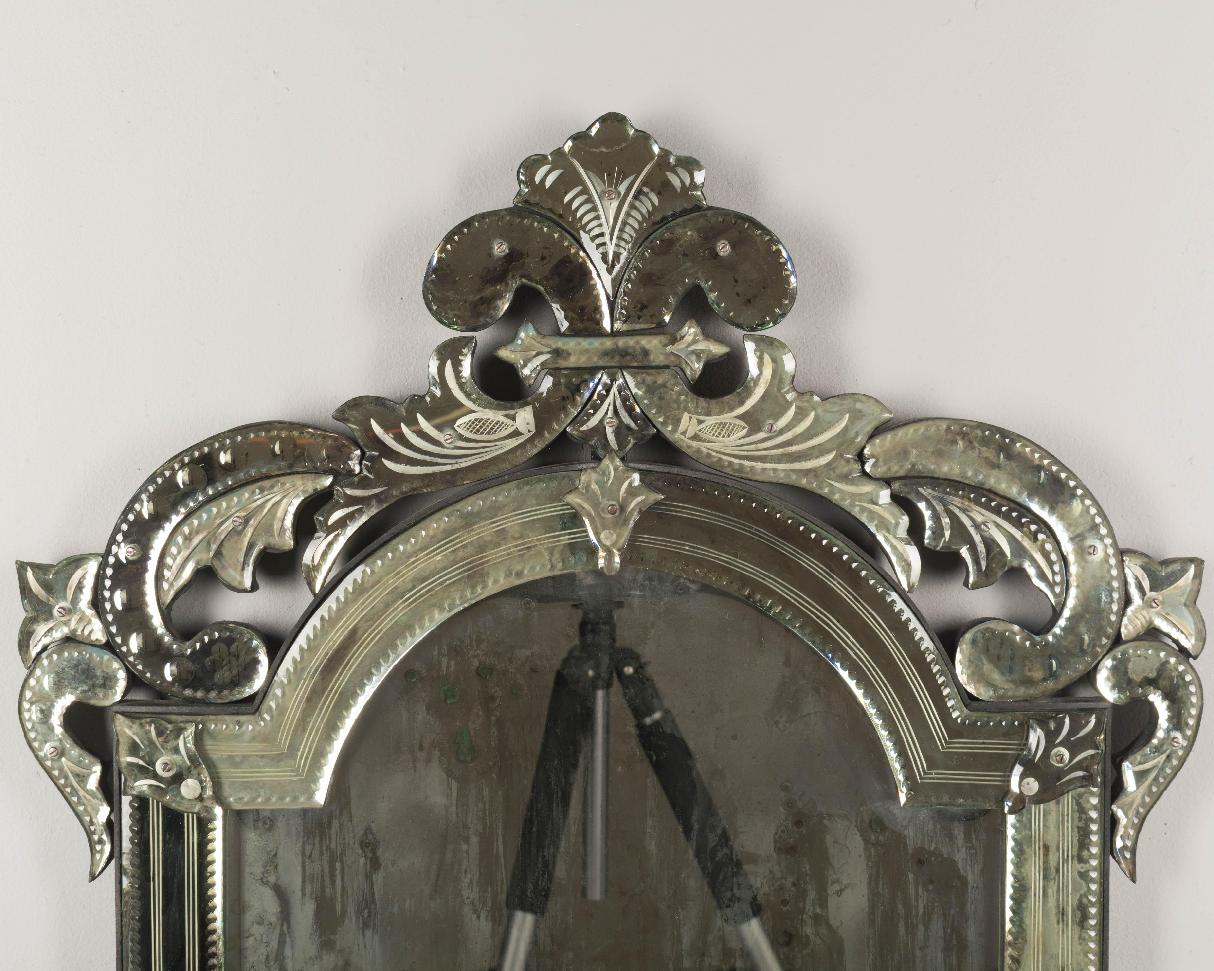Mid-Century Modern Venetian Etched Glass Mirror