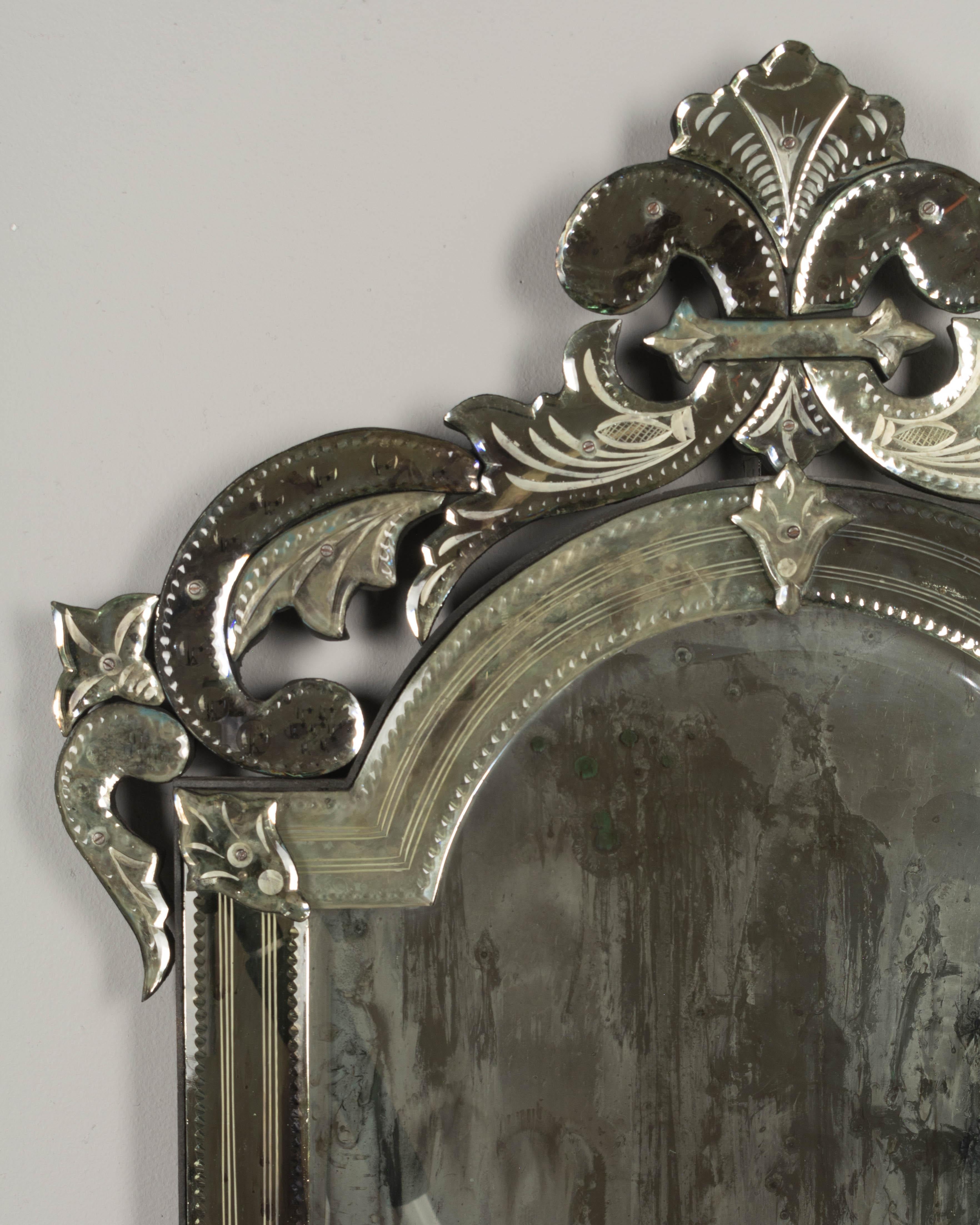 Italian Venetian Etched Glass Mirror